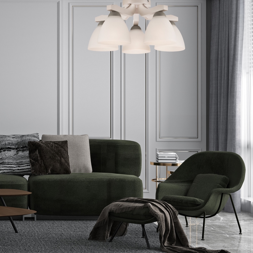 Fäst ljuskrona ADRIANO 5xE27/60W/230V bok - FSC certifierade