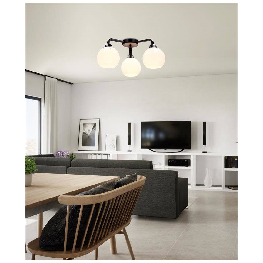 Fäst ljuskrona CALDERA 3xE27/60W/230V svart