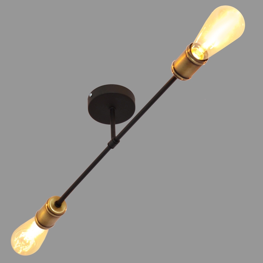 Fäst ljuskrona CAMBRIDGE 2xE27/15W/230V svart/gyllene