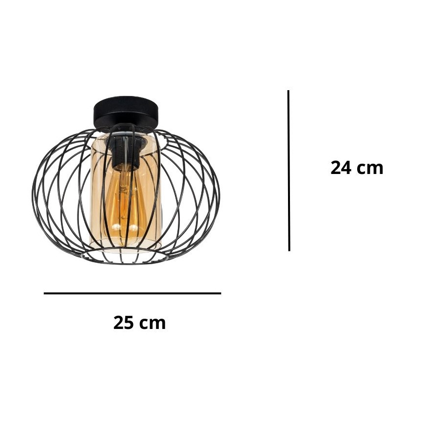 Fäst ljuskrona CORRINI 1xE27/60W/230V diameter 25 cm svart/beige