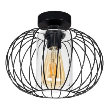 Fäst ljuskrona CORRINI 1xE27/60W/230V diameter 25 cm svart/genomskinlig