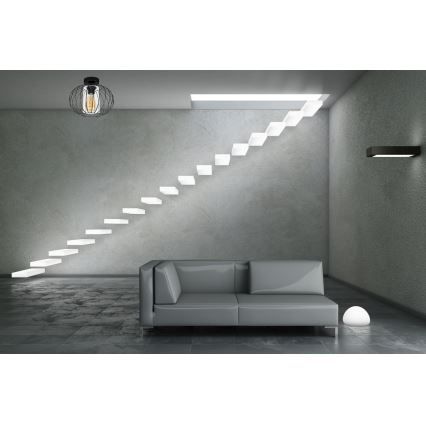 Fäst ljuskrona CORRINI 1xE27/60W/230V diameter 25 cm svart/genomskinlig