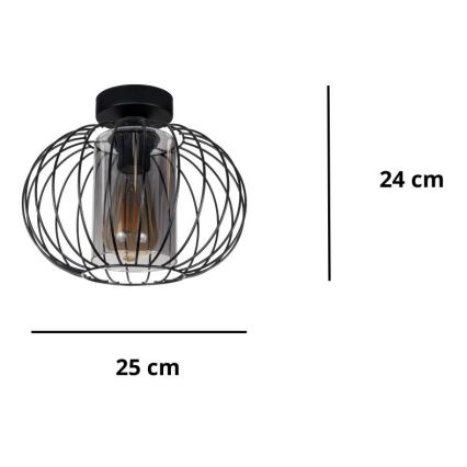 Fäst ljuskrona CORRINI 1xE27/60W/230V diameter 25 cm svart/grå