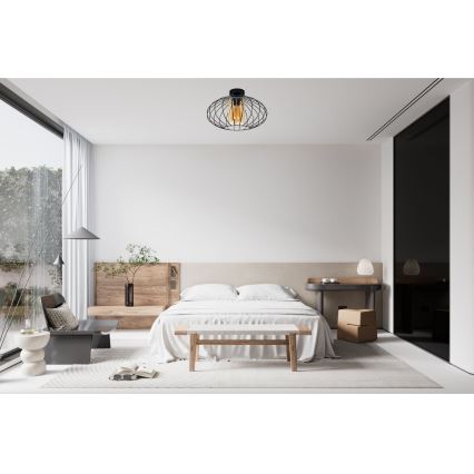 Fäst ljuskrona CORRINI 1xE27/60W/230V diameter 34 cm svart/beige