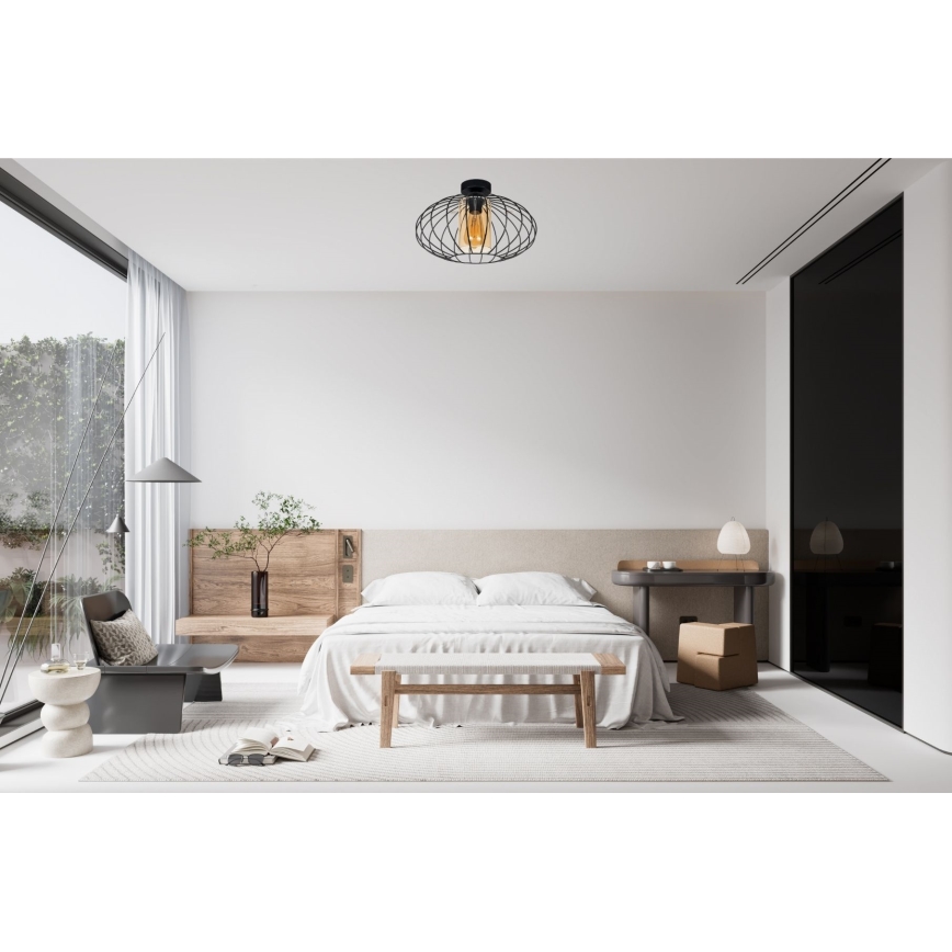 Fäst ljuskrona CORRINI 1xE27/60W/230V diameter 34 cm svart/beige
