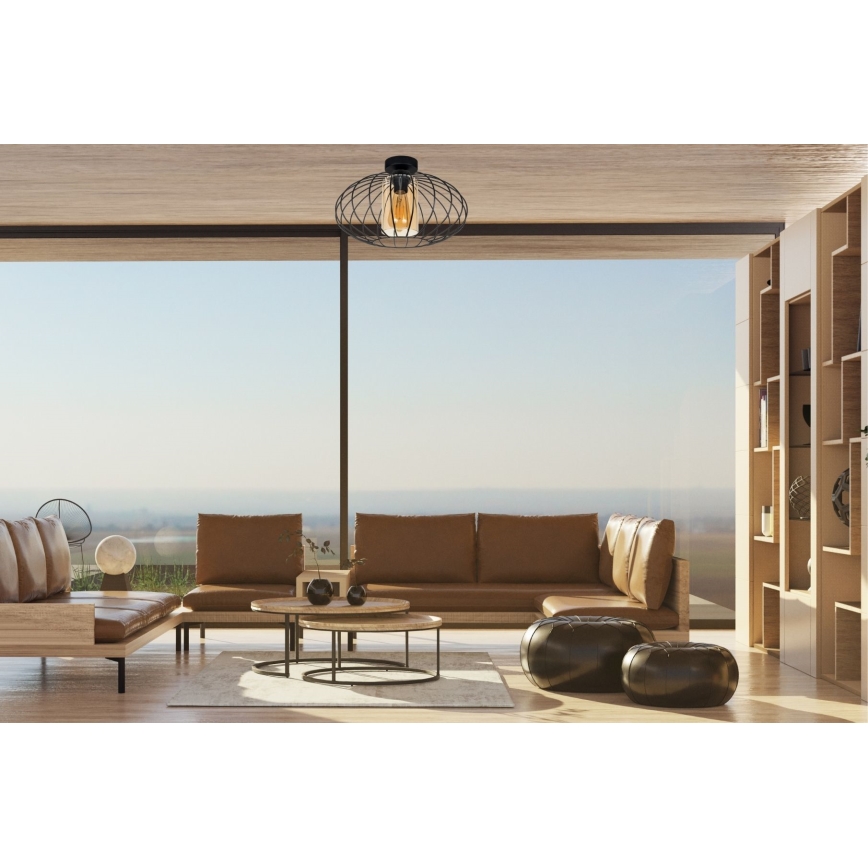 Fäst ljuskrona CORRINI 1xE27/60W/230V diameter 34 cm svart/beige