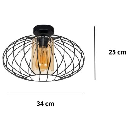 Fäst ljuskrona CORRINI 1xE27/60W/230V diameter 34 cm svart/beige