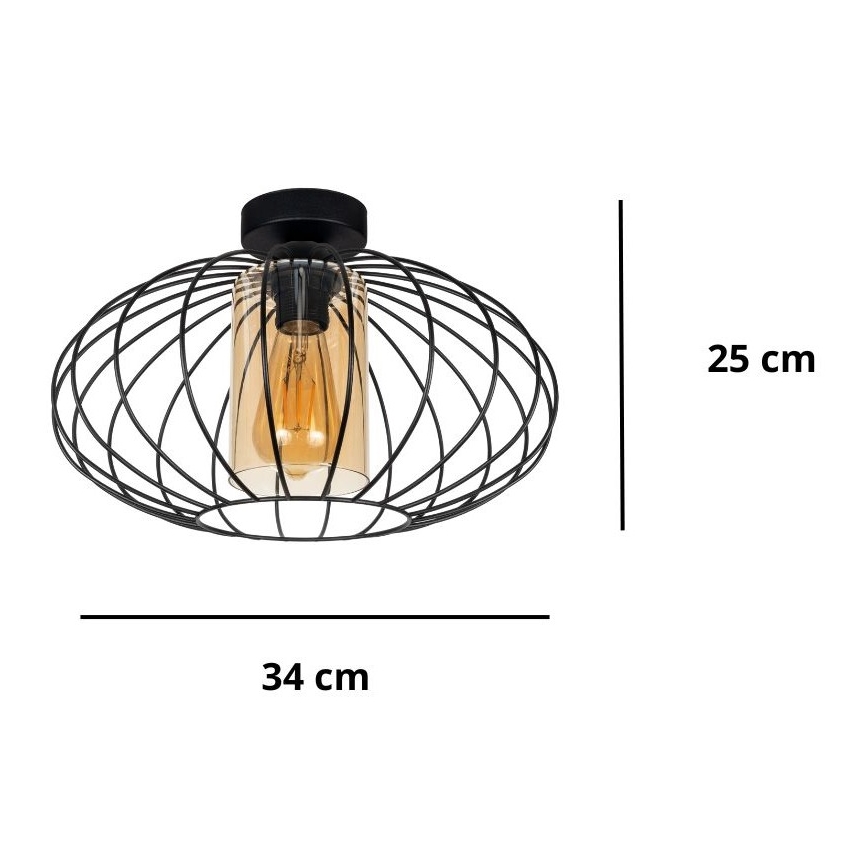 Fäst ljuskrona CORRINI 1xE27/60W/230V diameter 34 cm svart/beige