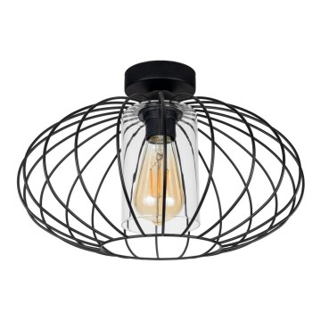 Fäst ljuskrona CORRINI 1xE27/60W/230V diameter 34 cm svart/genomskinlig