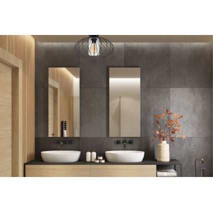 Fäst ljuskrona CORRINI 1xE27/60W/230V diameter 34 cm svart/genomskinlig