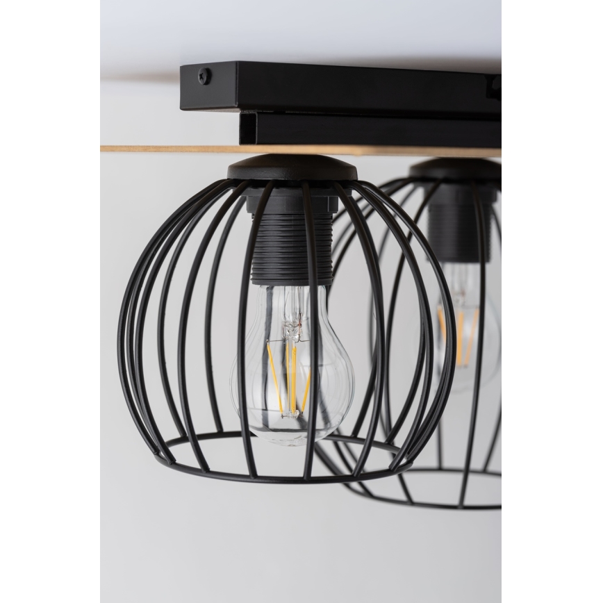 Fäst ljuskrona CYBER 3xE27/60W/230V trä/svart