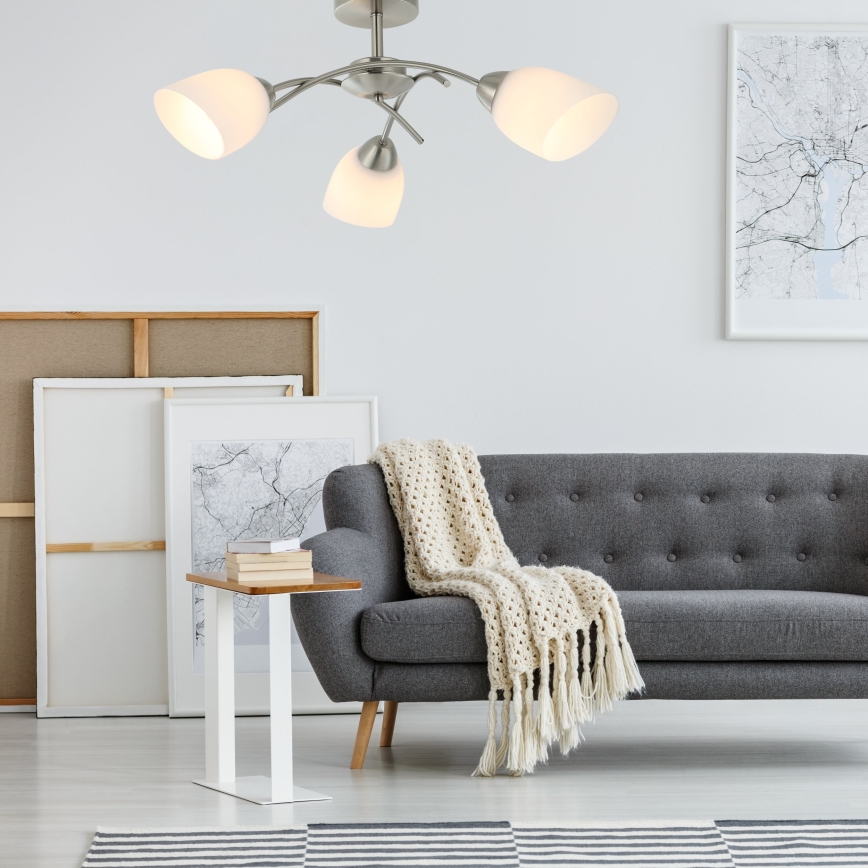 Fäst ljuskrona DONNA 3xE27/60W/230V nickel