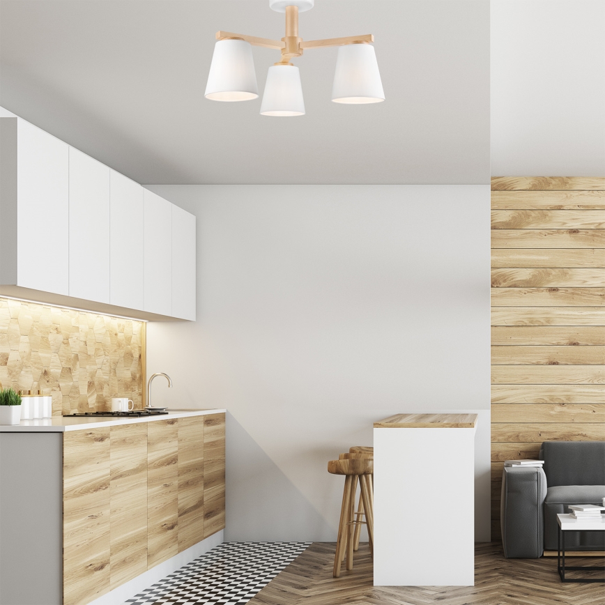 Fäst ljuskrona ELLIE 3xE27/60W/230V bok - FSC certifierade