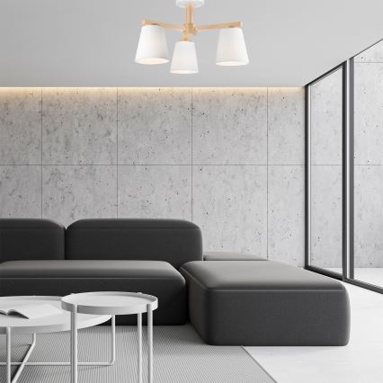 Fäst ljuskrona ELLIE 3xE27/60W/230V bok - FSC certifierade