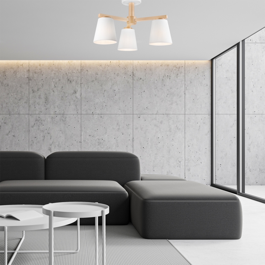 Fäst ljuskrona ELLIE 3xE27/60W/230V bok - FSC certifierade