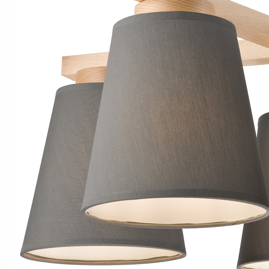 Fäst ljuskrona ELLIE 5xE27/60W/230V grå/bok - FSC certifierade