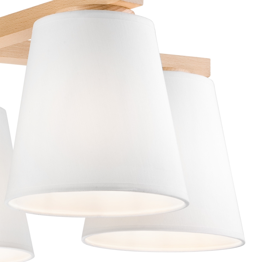 Fäst ljuskrona ELLIE 5xE27/60W/230V vit/bok - FSC certifierade