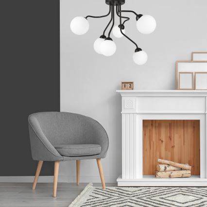 Fäst ljuskrona HOLLY 6xG9/5W/230V svart