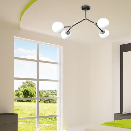 Fastsatt Ljuskrona  JOY 4xE14/40W/230V svart /blank krom 