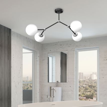 Fastsatt Ljuskrona  JOY 4xE14/40W/230V svart /blank krom 