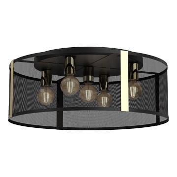 Fäst ljuskrona KAGA 5xE27/60W/230V svart/gyllene