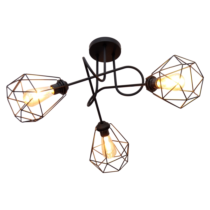 Fäst Ljuskrona  KARO 3xE27/15W/230V svart 