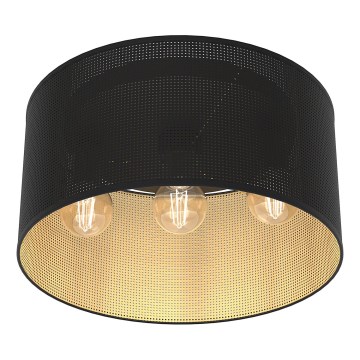 Fäst ljuskrona LOFT SHADE 3xE27/60W/230V svart/gyllene