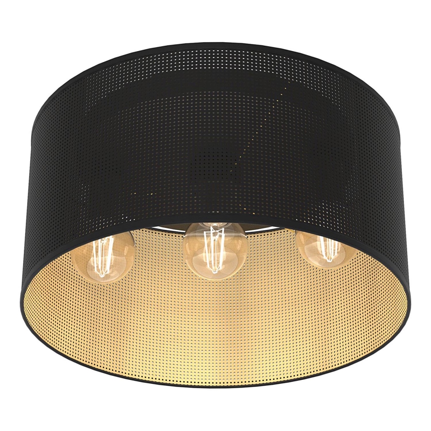 Fäst ljuskrona LOFT SHADE 3xE27/60W/230V svart/gyllene