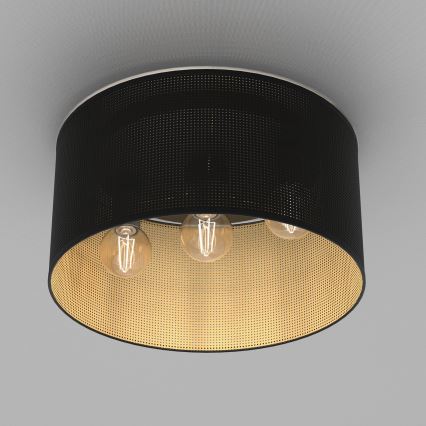 Fäst ljuskrona LOFT SHADE 3xE27/60W/230V svart/gyllene
