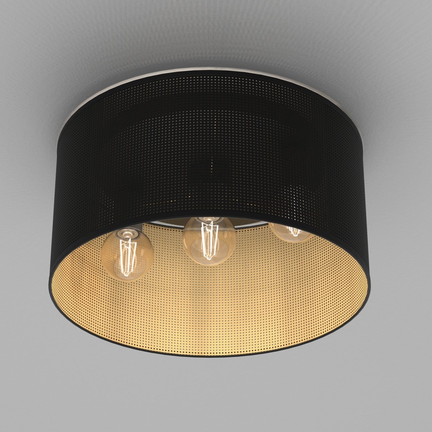 Fäst ljuskrona LOFT SHADE 3xE27/60W/230V svart/gyllene