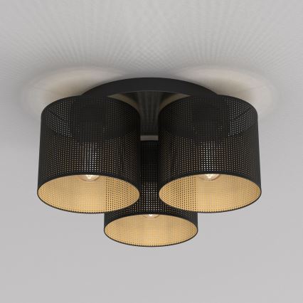 Fäst ljuskrona LOFT SHADE 3xE27/60W/230V svart/gyllene
