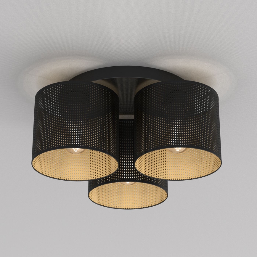 Fäst ljuskrona LOFT SHADE 3xE27/60W/230V svart/gyllene