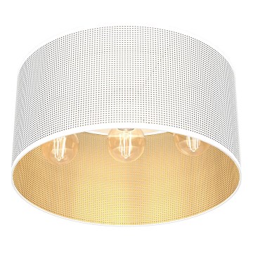 Fäst ljuskrona LOFT SHADE 3xE27/60W/230V vit/gyllene