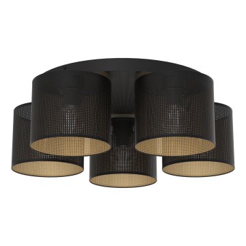 Fäst ljuskrona LOFT SHADE 5xE27/60W/230V svart/gyllene
