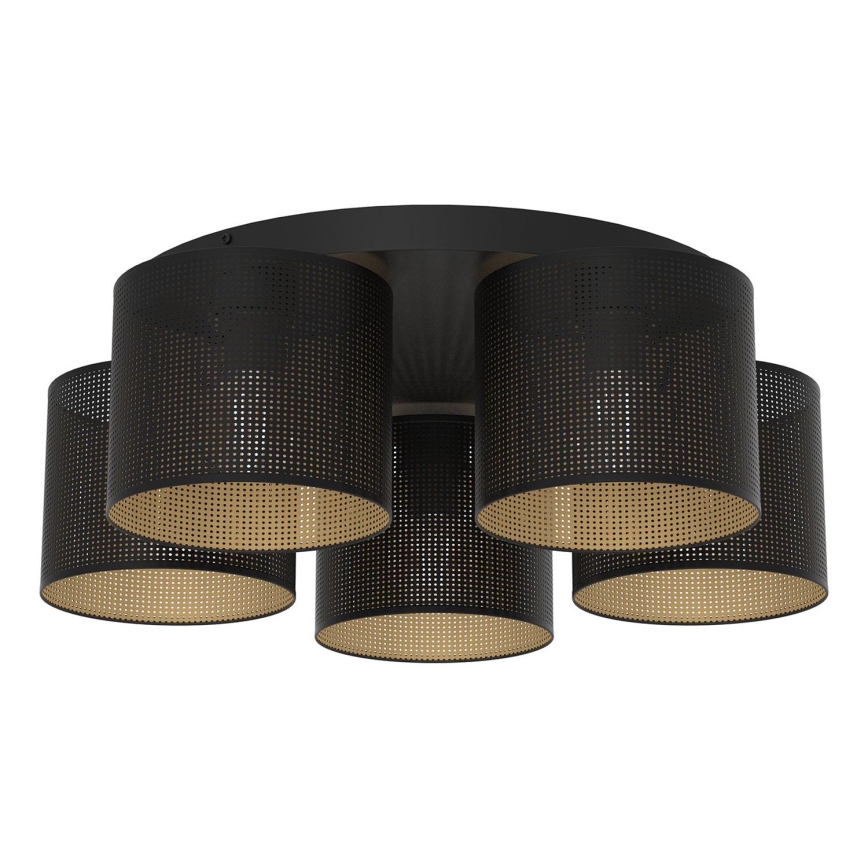 Fäst ljuskrona LOFT SHADE 5xE27/60W/230V svart/gyllene