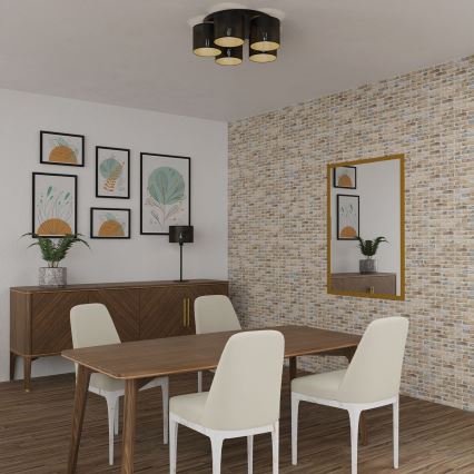 Fäst ljuskrona LOFT SHADE 5xE27/60W/230V svart/gyllene