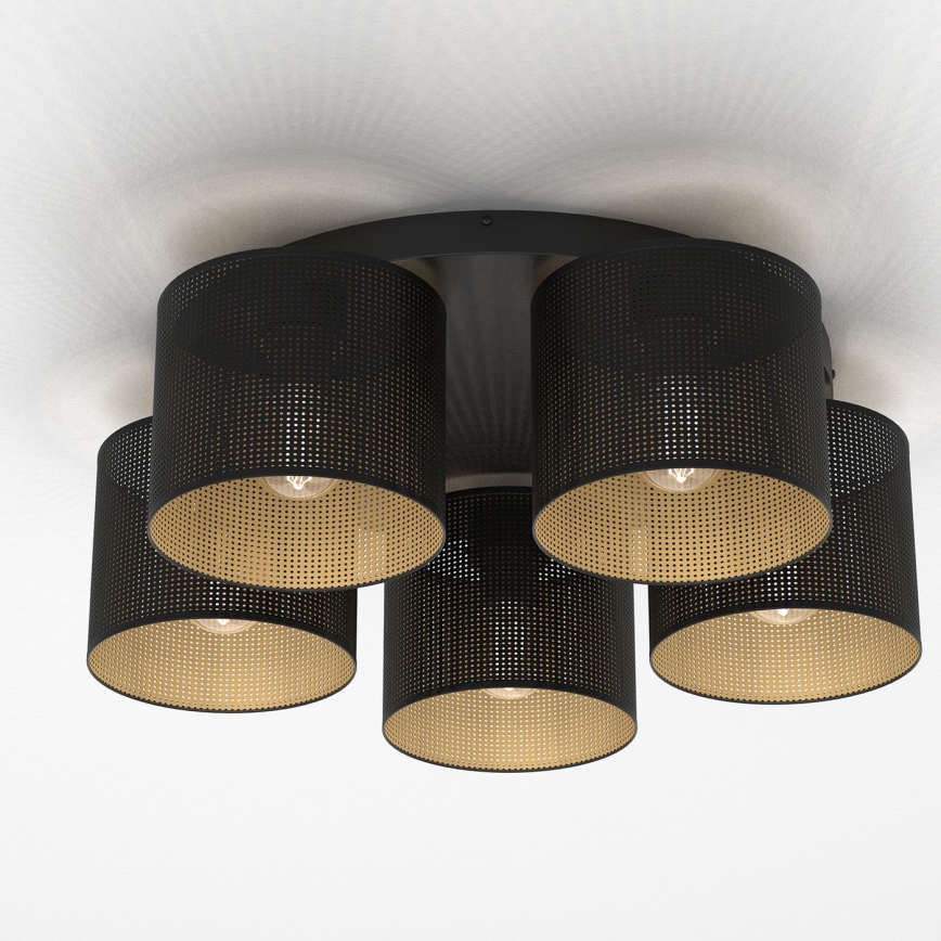 Fäst ljuskrona LOFT SHADE 5xE27/60W/230V svart/gyllene