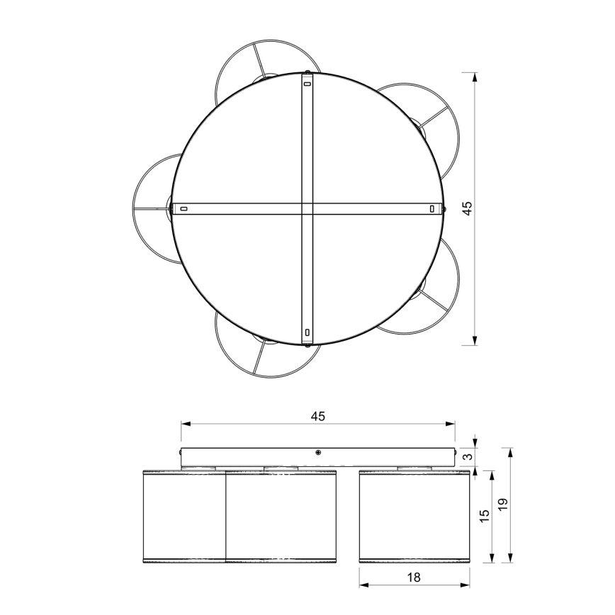Fäst ljuskrona LOFT SHADE 5xE27/60W/230V svart/gyllene