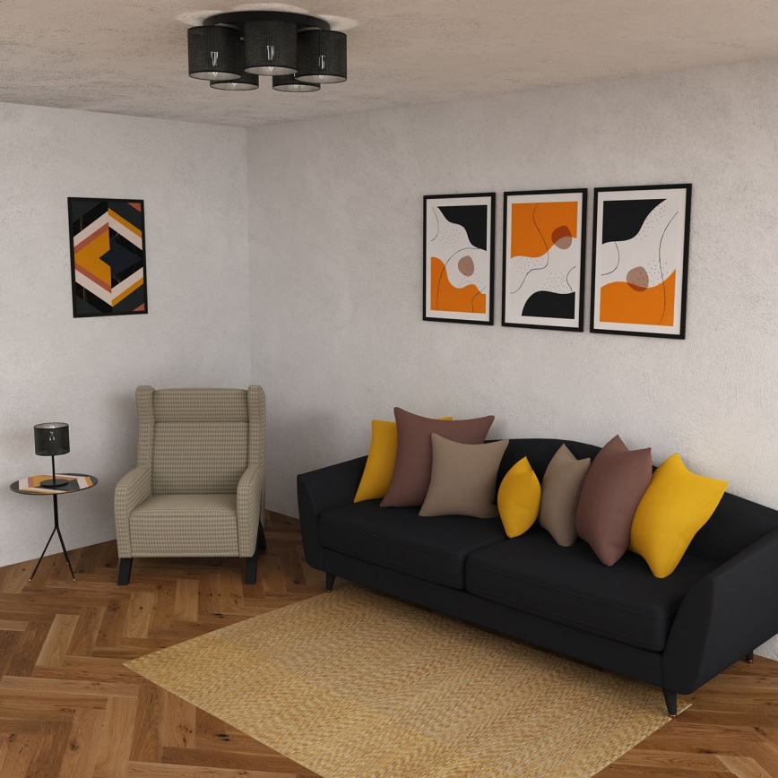 Fäst ljuskrona LOFT SHADE 5xE27/60W/230V svart