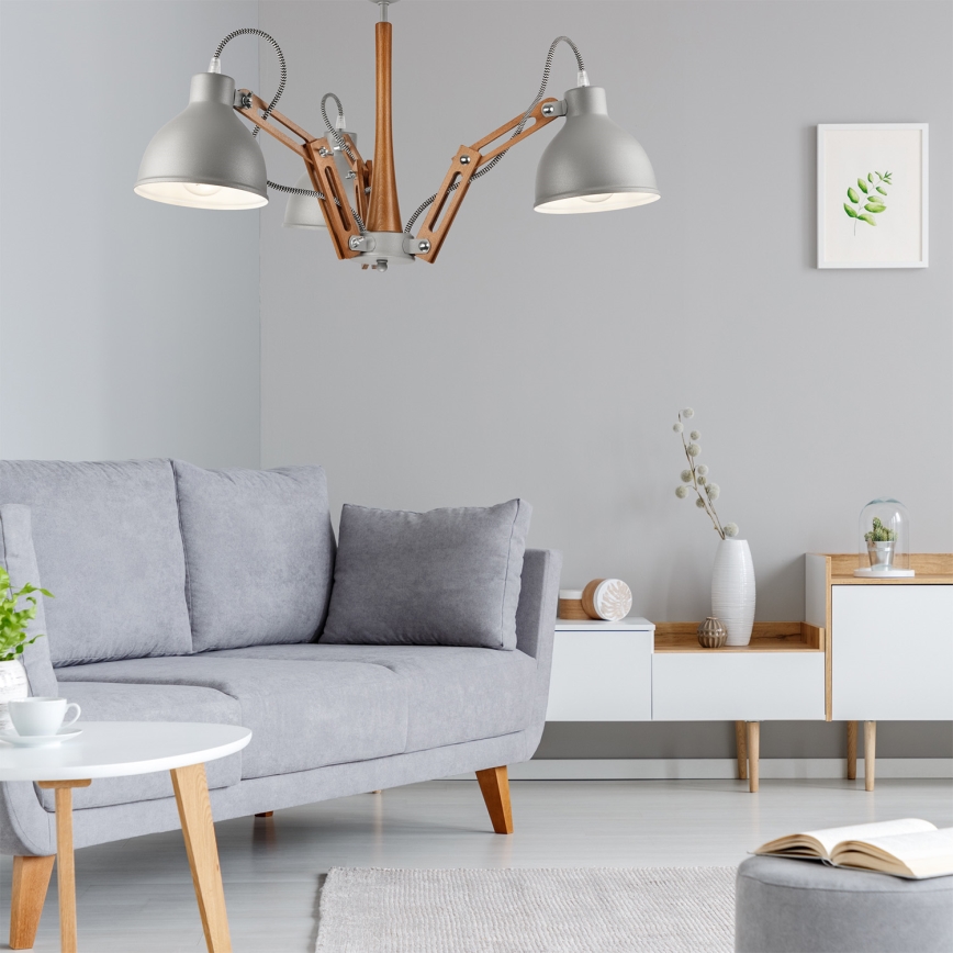 Fäst ljuskrona MARCELLO 3xE27/60W/230V bok - FSC certifierade