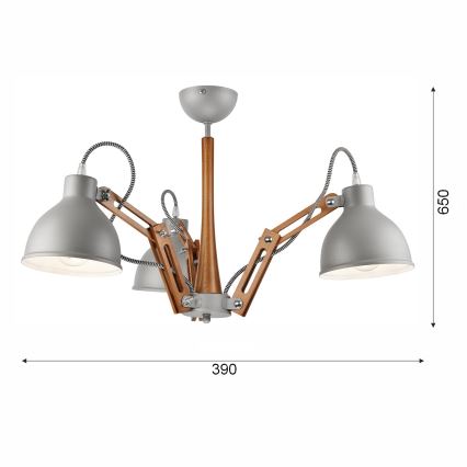 Fäst ljuskrona MARCELLO 3xE27/60W/230V bok - FSC certifierade