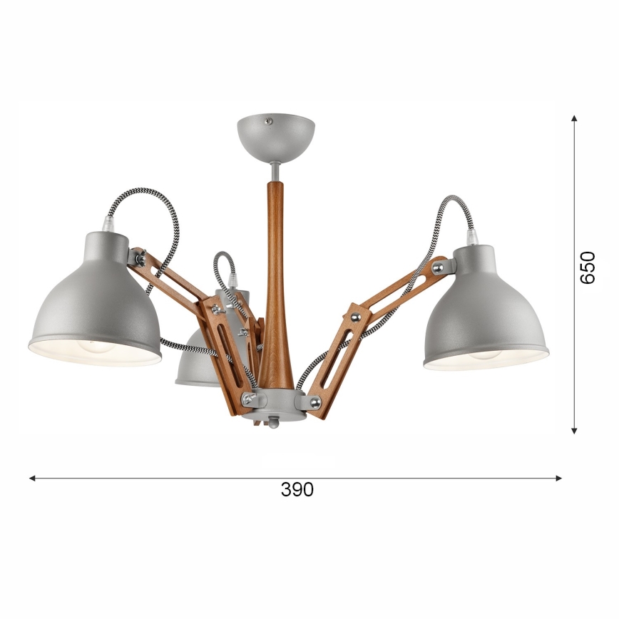 Fäst ljuskrona MARCELLO 3xE27/60W/230V bok - FSC certifierade
