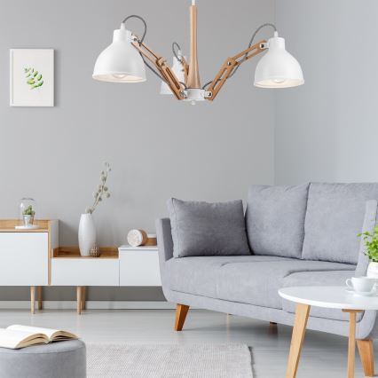 Fäst ljuskrona MARCELLO 3xE27/60W/230V bok - FSC certifierade