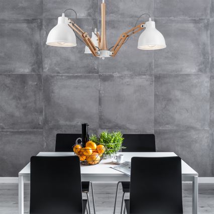 Fäst ljuskrona MARCELLO 3xE27/60W/230V bok - FSC certifierade