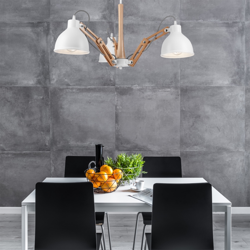 Fäst ljuskrona MARCELLO 3xE27/60W/230V bok - FSC certifierade