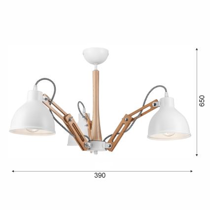 Fäst ljuskrona MARCELLO 3xE27/60W/230V bok - FSC certifierade