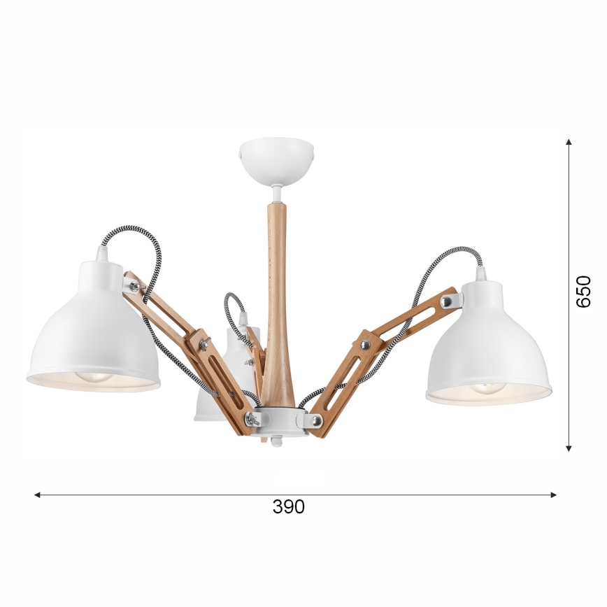 Fäst ljuskrona MARCELLO 3xE27/60W/230V bok - FSC certifierade