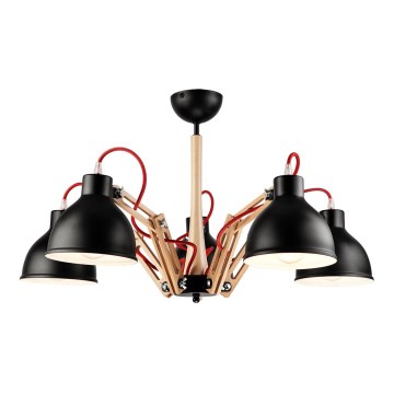 Fäst ljuskrona MARCELLO 5xE27/60W/230V bok - FSC certifierade
