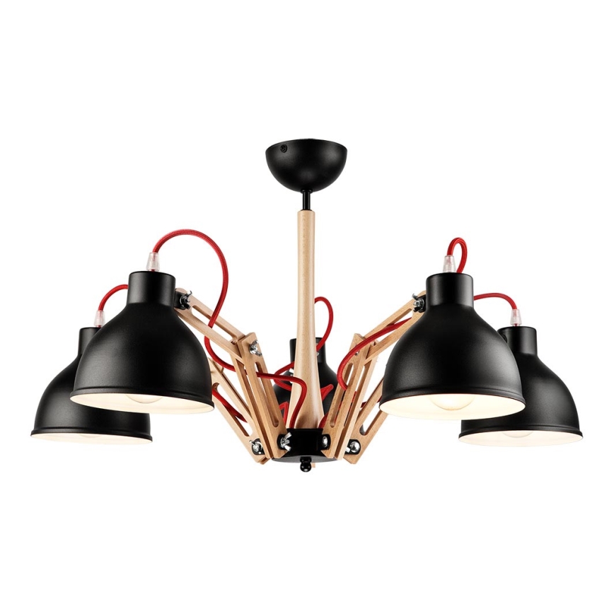 Fäst ljuskrona MARCELLO 5xE27/60W/230V bok - FSC certifierade