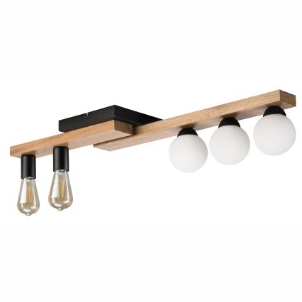 Fäst ljuskrona MATTE 2xE27/15W/230V + 3xG9/5W/230V svart/ek